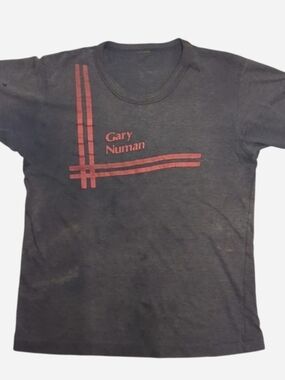 Gary Numan black & red teletour 80s tour t-shirt perfect vintage distressed fade